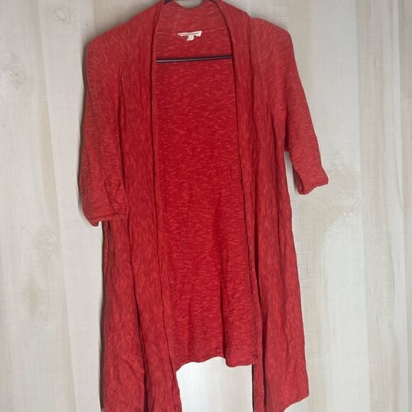 Eileen Fisher Red Linen Blend Open Front Cardigan 3/4 Sleeve Casual Medium - Picture 12 of 14